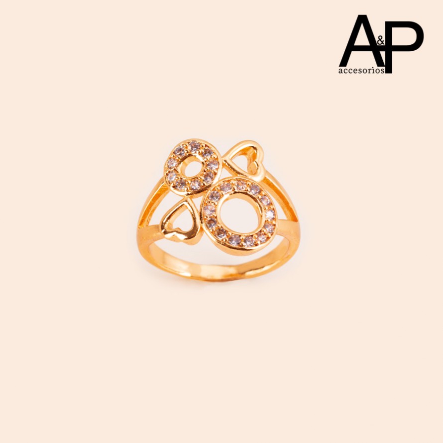 DAP0252-ANILLO CORAZONES Y ARO CON MICROZIRCONES