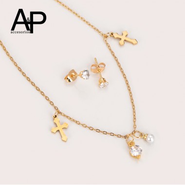 RG045- JUEGO CRUZ Y ZIRCON