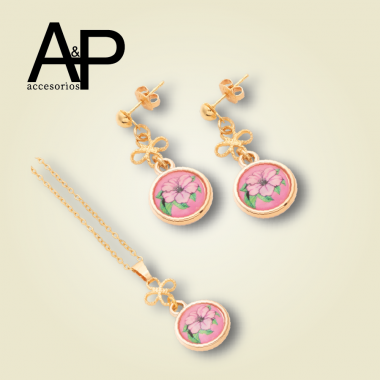 MT272- JUEGO FLOR ROSADA