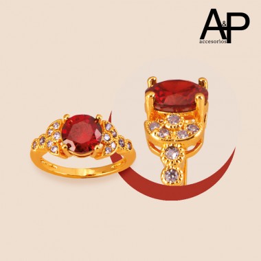 DAP0249-ANILLO ZIRCON ROJO