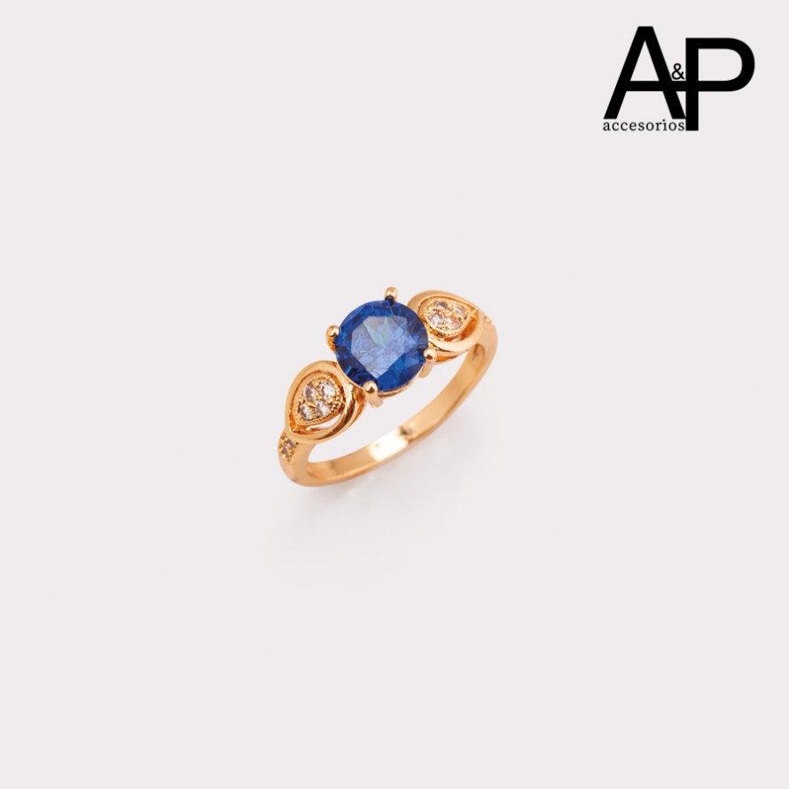 DAP0258-ANILLO PIEDRA AZUL Y MICROZIRCONES