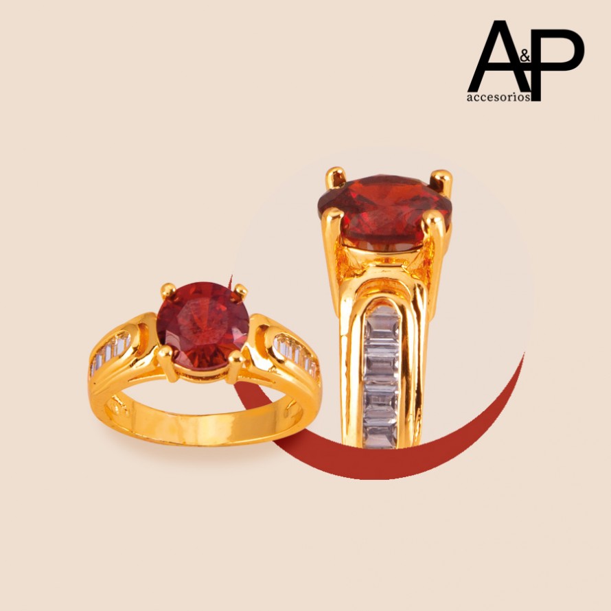 DAP0260-ANILLO ZIRCON ROJO