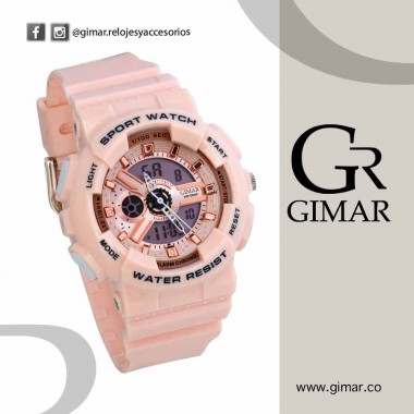 GW0300- RELOJ DUAL TIME ROSADO