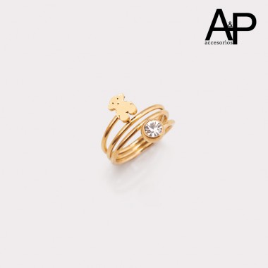 DAP0206-ANILLO ALAMBRE  ZIRCON Y OSO