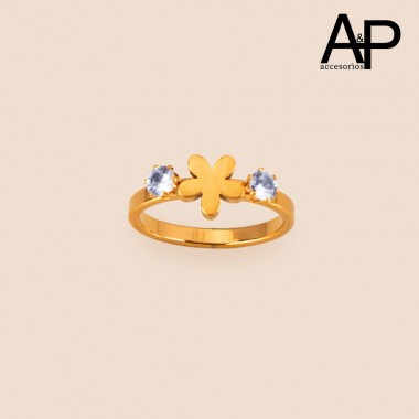 DAP0222-ANILLO FLOR CON  CIRCON