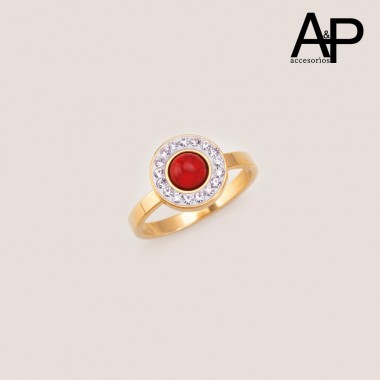 DAP0229-ANILLO PIEDRA ROJA...